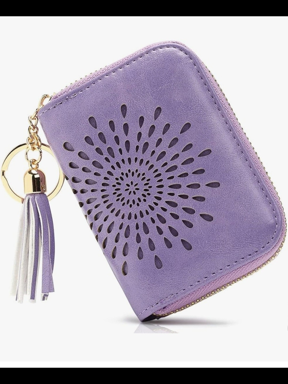 Purple Tassel Zip Card Holder Wallet